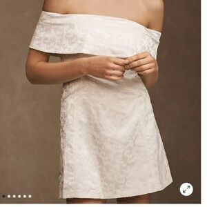 BHLDN Ingrid Off-Shoulder White Mini Dress